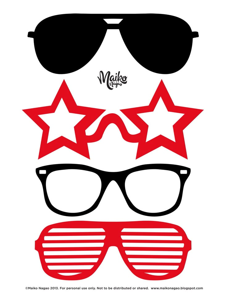 a pair of sunglasses with red stars on the top and one star in the bottom