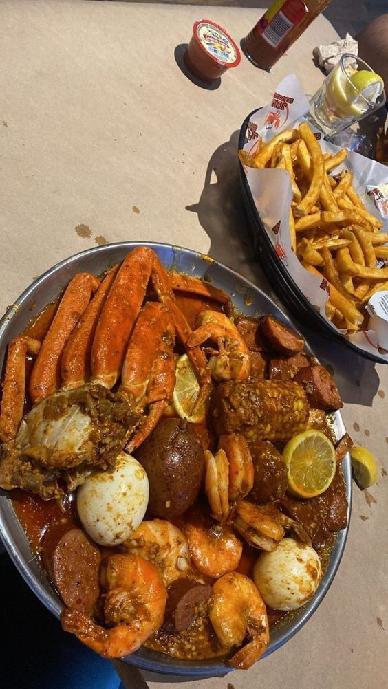 two plates filled with food on top of a table