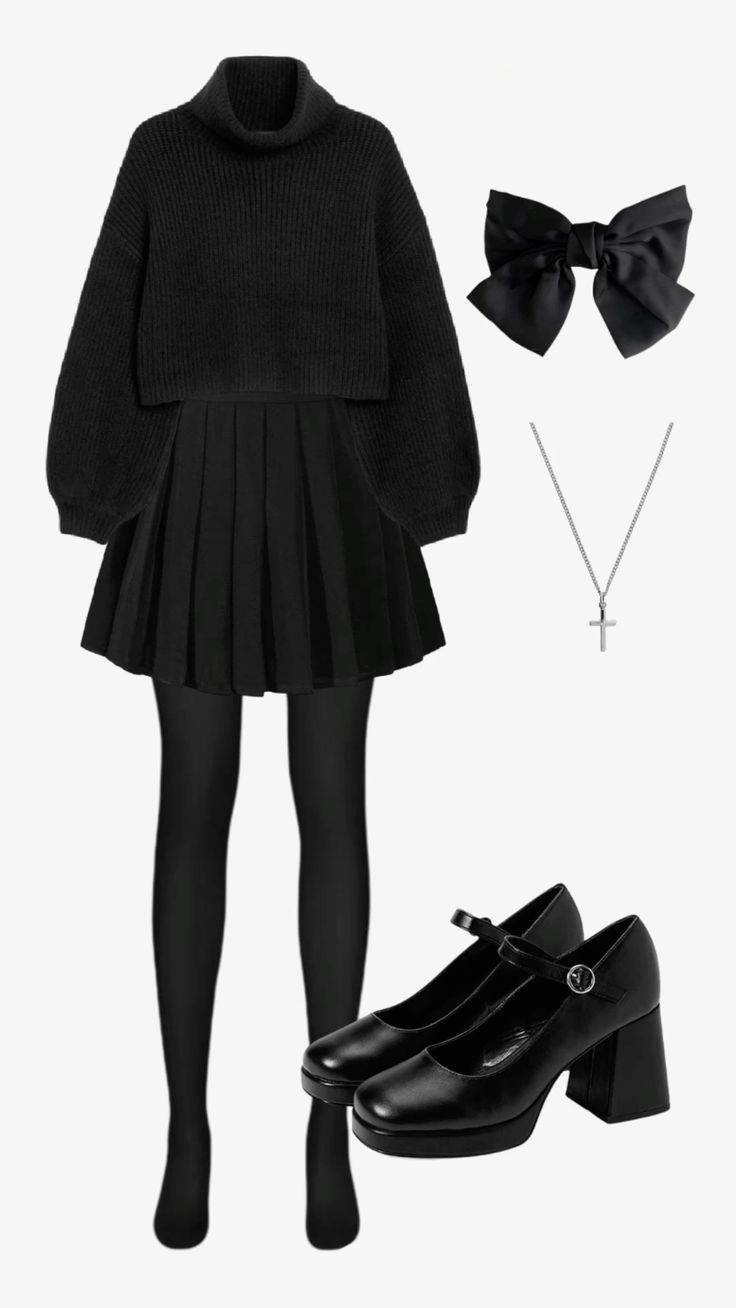 Black And White Academia Outfits, Girly Black Outfits, Dark Preppy Outfits, Black Coquette Outfit, Prep Goth, Hogwarts Outfits, Luxury Photography, Classy Fashion, Mode Inspo