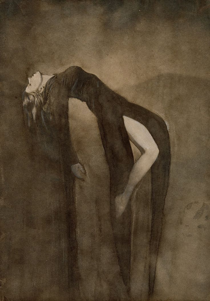 a drawing of a woman leaning against a wall