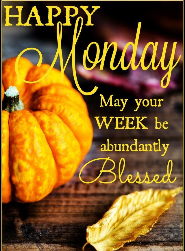 happy monday may your week be abundantly blessed with pumpkins and leaves on the table