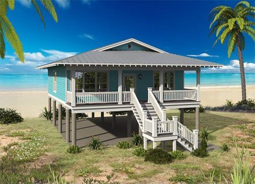 this is an artist's rendering of a beach house on stilts overlooking the ocean