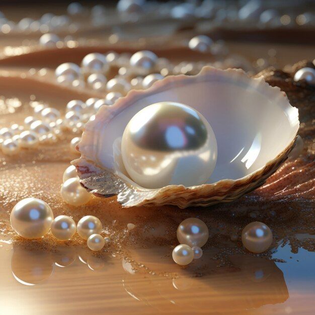 a pearl and some pearls on a table