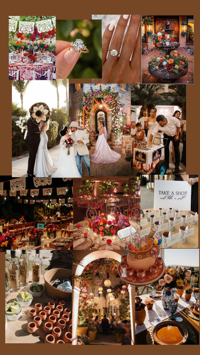 a collage of wedding pictures with different themes