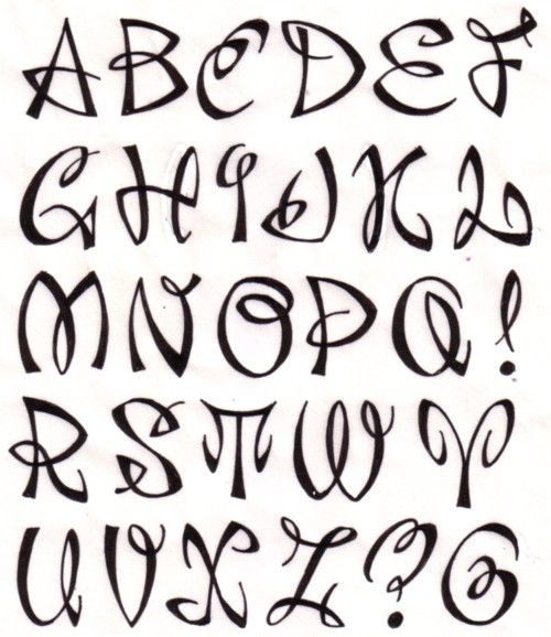 the upper and lower letters are drawn in black ink