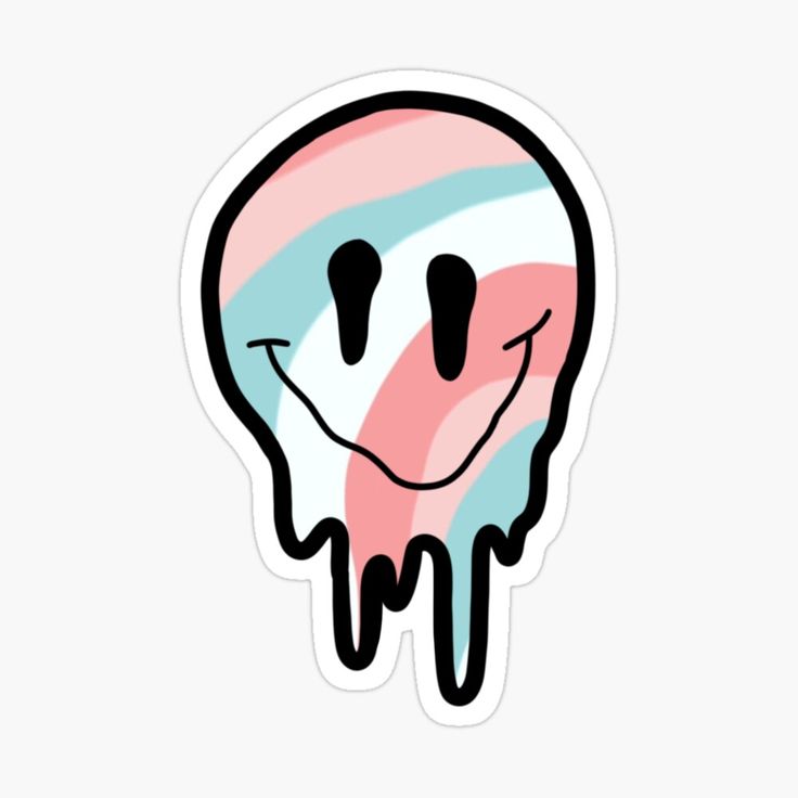 a sticker with an image of a candy - striped skull on it's face