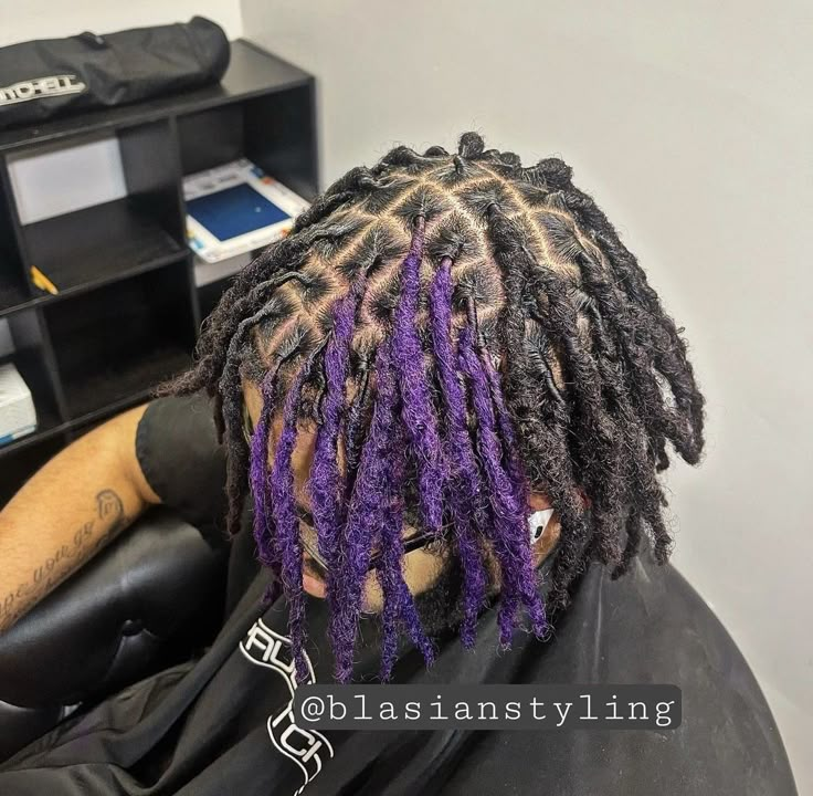 Hair Dye Ideas For Locs Men, Dread Hairstyles Color, Color For Dreadlocks, Pink And Black Dreads Men, Dreads With Color Men, Dreadlocks Dye Ideas, Colors To Dye Your Dreads, Men Dreads Dyed, Locs Dye Ideas