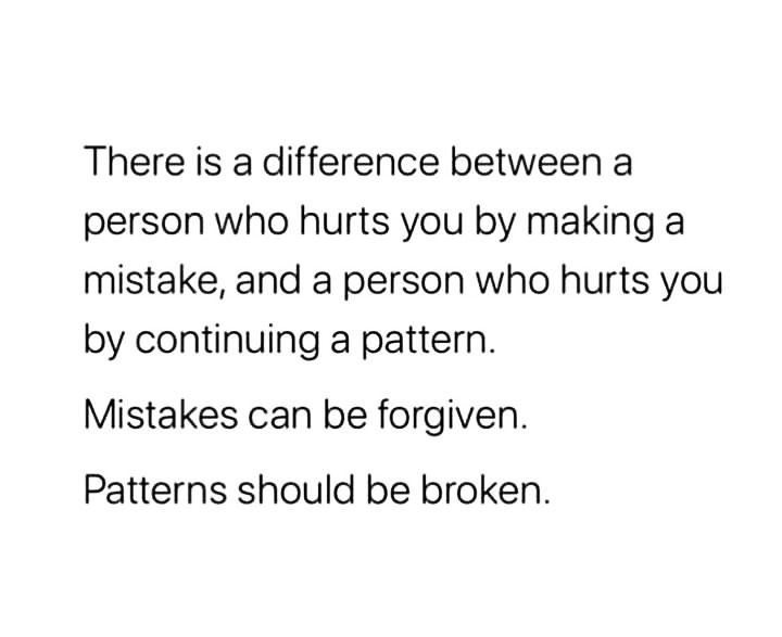 there is a reference between a person who hurts you by making a mistake, and a person who hurts you by continuing a pattern