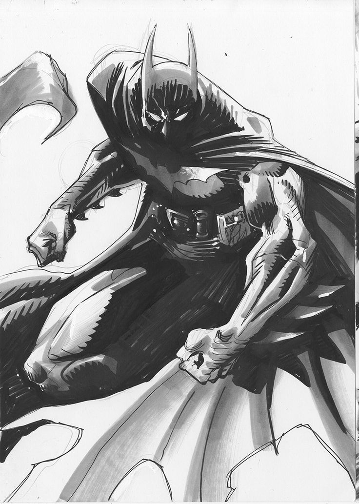 a black and white drawing of batman