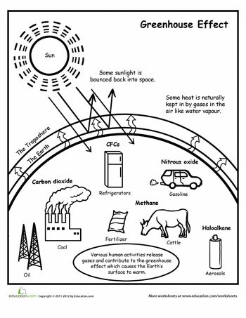 the greenhouse effect worksheet is shown in black and white, with diagrams on it