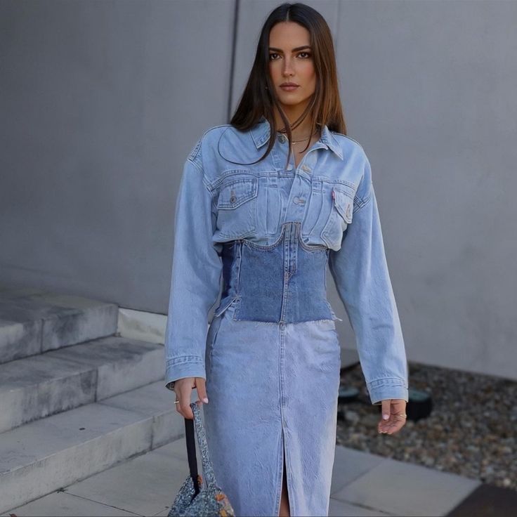 Corset Made Of Denim. Unfinished Hem. Back Closure With Laces. Color: Blue Material: 100% Cotton This Listing If For The Corset Only!! I Have The Set Available In A Separate Listing. Chic Cropped Blue Denim Jacket, High Waist Spring Denim Jacket, High Waist Denim Jacket For Spring, Blue Long Sleeve Denim Top, Trendy Blue Zara Denim Jacket, Cropped Blue Denim Top For Fall, Zara Blue Denim Top For Fall, Blue Cropped Denim Jeans, Fitted Blue Denim Top By Zara