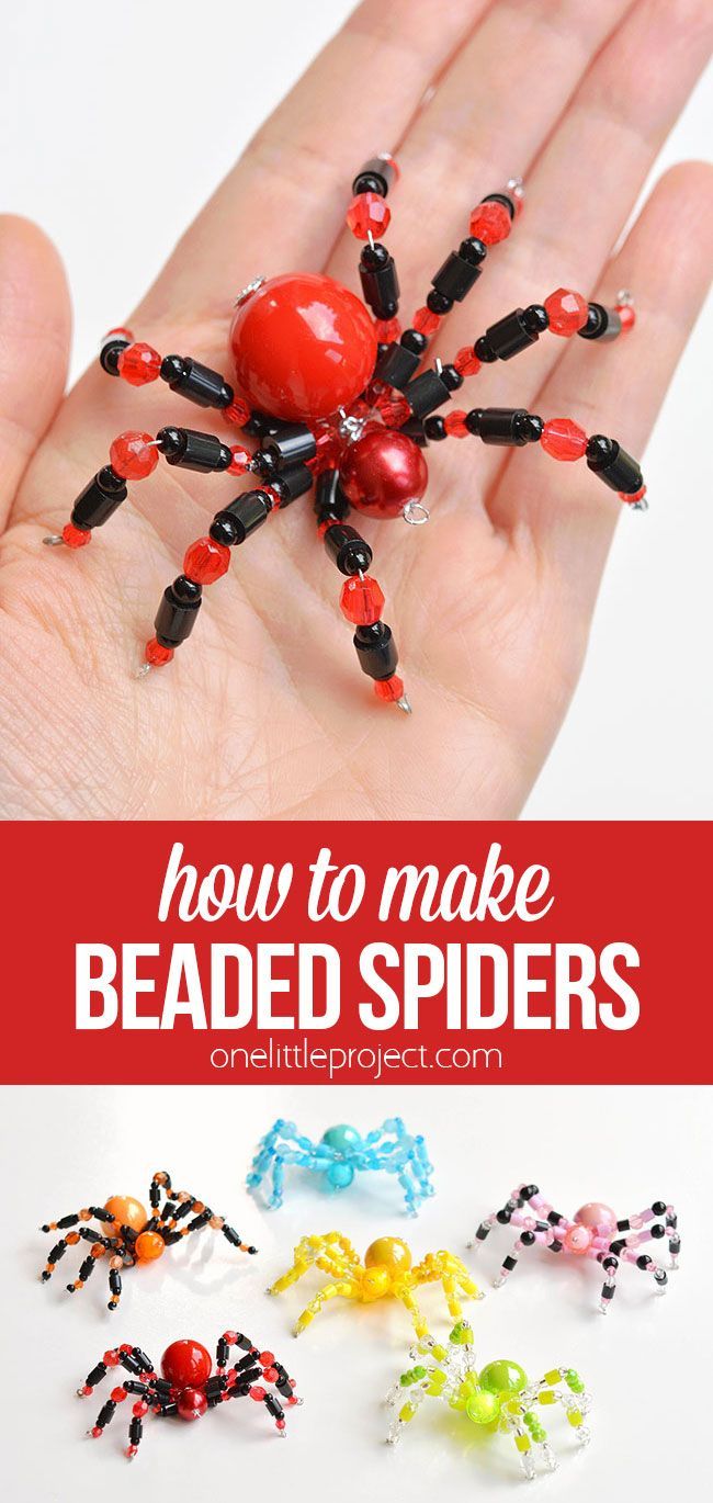 a hand holding some beads with the words how to make beaded spiders on it