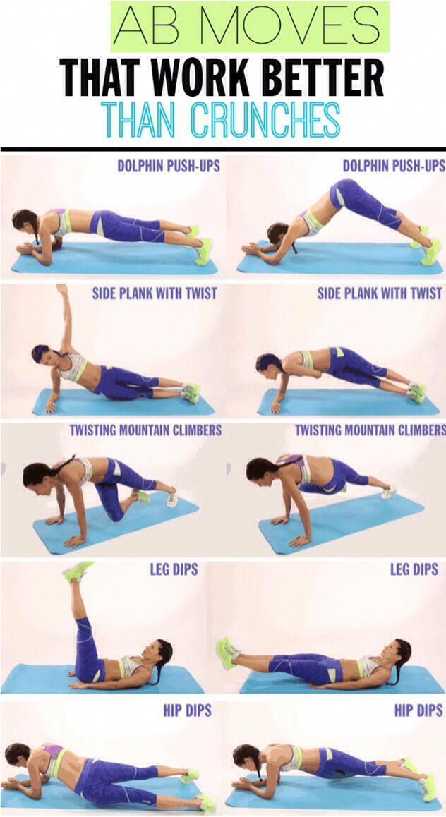 a woman doing an ab move with the words ab moves that work better than crunches