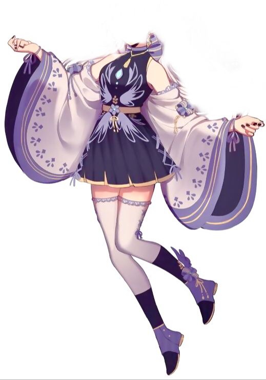 an anime character with long hair and purple clothes, holding her arms out in the air