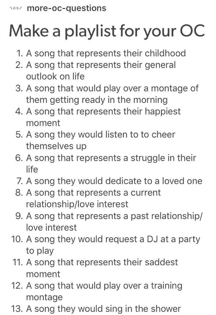 an image of a playlist for someone's child to use on their phone