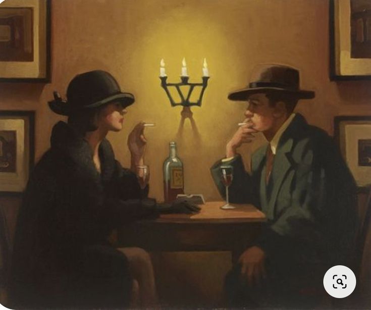 50s Detective, 1920s Nightclub, Jack Vettriano Paintings, 50s Painting, Jack Vetriano, Restaurant Painting, The Singing Butler, Noir Detective, Jack Vettriano