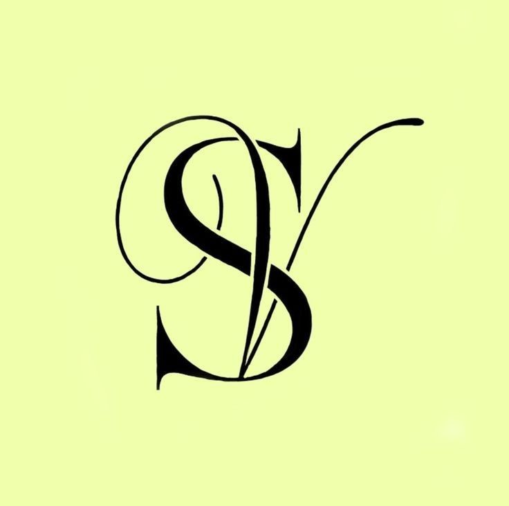 the letter s is made up of black letters on a light green background, and it appears to be in cursive writing