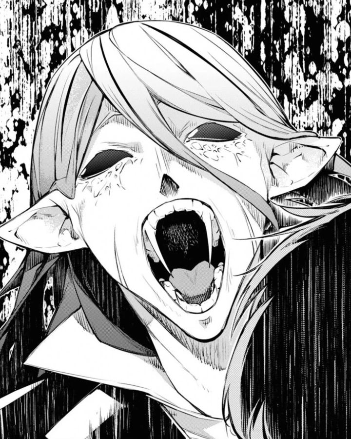 an anime character with his mouth open and tongue out in front of him, while the background is black and white