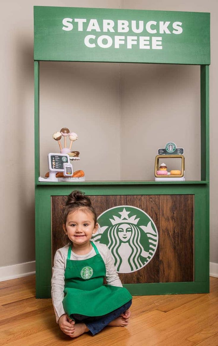 Mom Builds Mini Target and Starbucks In Her Daughter's Playroom Target And Starbucks, Pretend Grocery Store, Starbucks Apron, Cube Storage Unit, Dramatic Play Centers, Play Centre, Dramatic Play, Playroom Decor, Starbucks Coffee