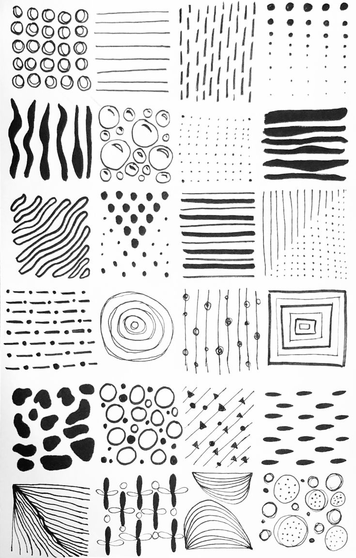 black and white art work with different shapes