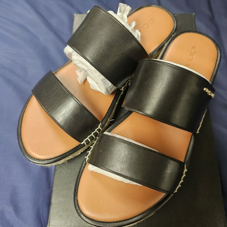 Brand New Coach Black Sandals For Beach, Coach Black Sandals With Cushioned Footbed, Coach Shoes, Women's Shoes Sandals, Espadrilles, Shoes Sandals, Women Shoes, Brand New, Sandals