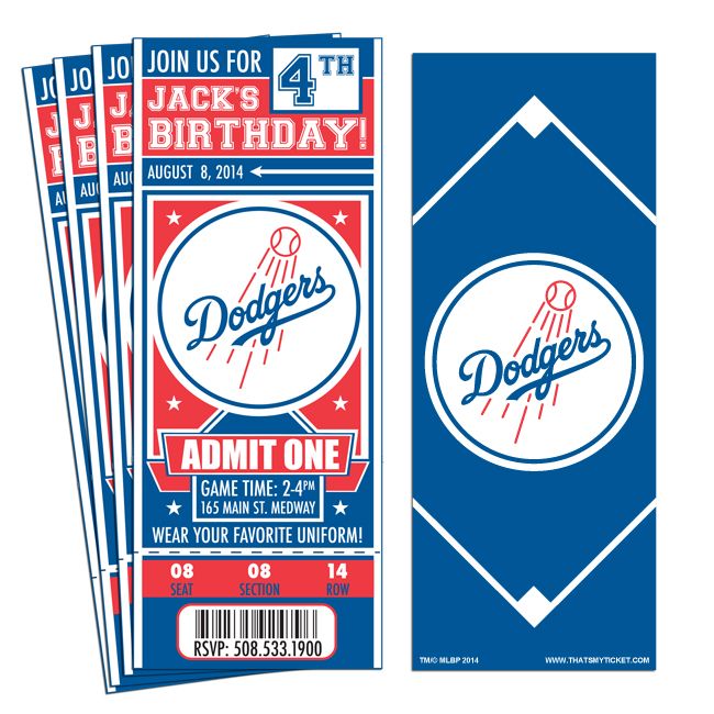 the los angeles dodgers birthday party ticket