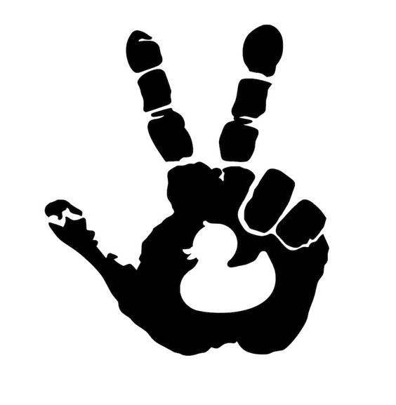 a black and white silhouette of a hand with the letter v in it's middle