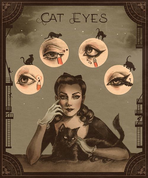 Sarahseeanderson on Tumblr created this beautiful artwork. Check her out- she's also the author of Doodle Time Cat Eye Makeup Tutorial, Sarah Andersen, Different Eyes, Cat Eye Makeup, Smink Inspiration, Makijaż Smokey Eye, Vintage Makeup, Cat Eyes, Vintage Cat