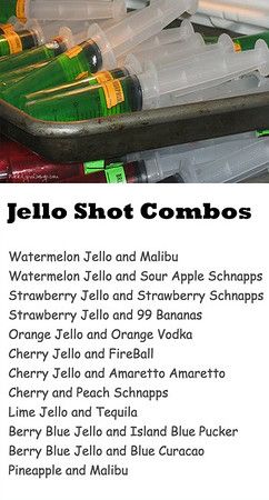 an advertisement for jello shot combos on a blue background