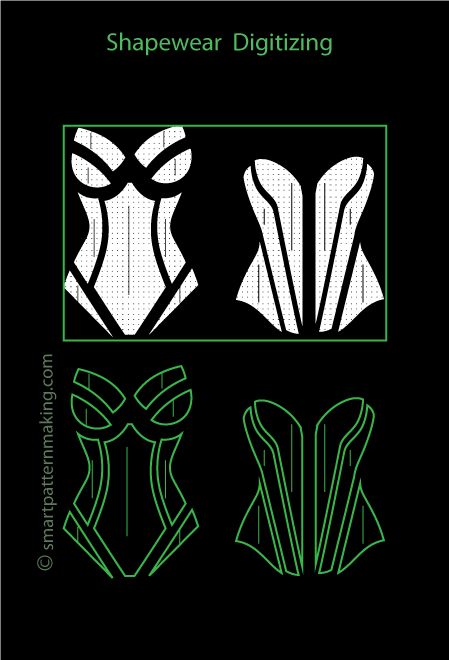 the front and back side of an origami mask with green lines on it