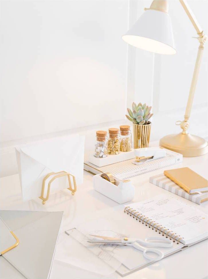 the desk is clean and ready to be used as an office space for someone's work