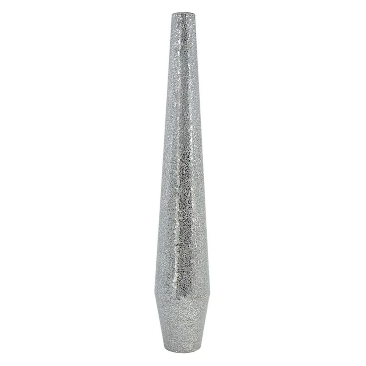 a tall silver glitter vase on a white background