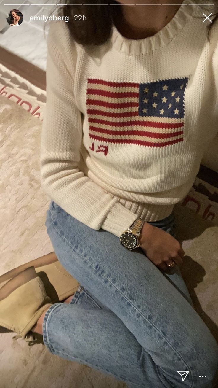 Flag Sweater, Ralph Lauren Jumper, Mode Zara, Pullover Outfit, Ralph Lauren Women, Stockholm Fashion, Ralph Lauren Outfits, Ralph Lauren Sweater, 가을 패션