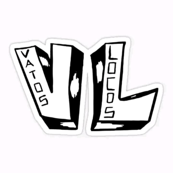 two stickers with the letters v and l in black and white on a white background