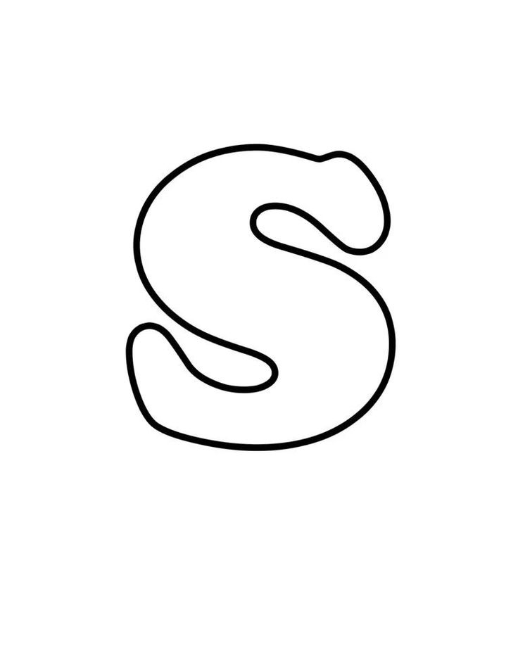 the letter s is outlined in black and white