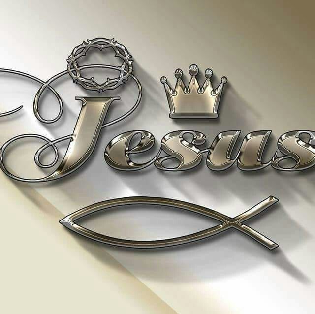 the word jesus is made up of metal letters and crowns on top of each other