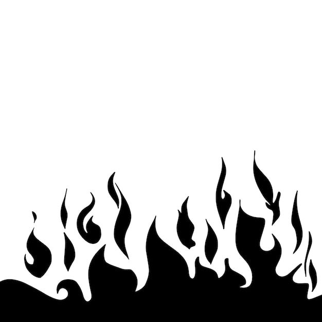 black and white fire flames on a white background