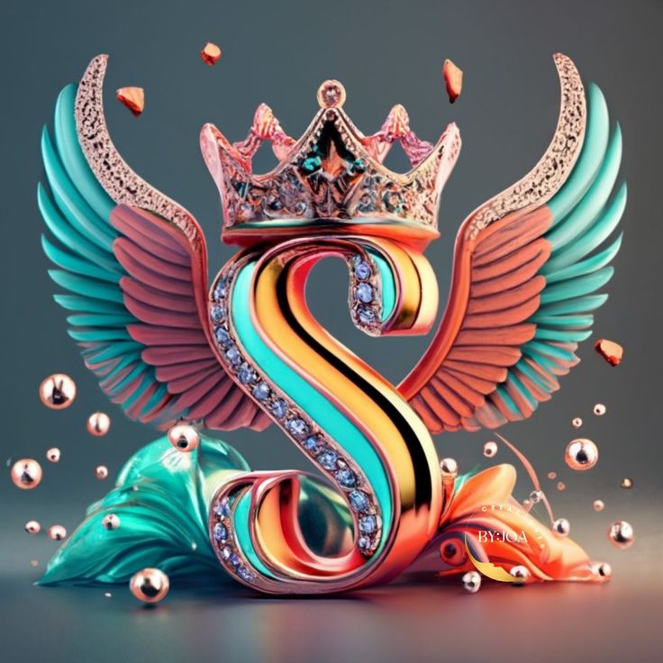 an artistic image of a crown on top of a colorful snake with jewels around it