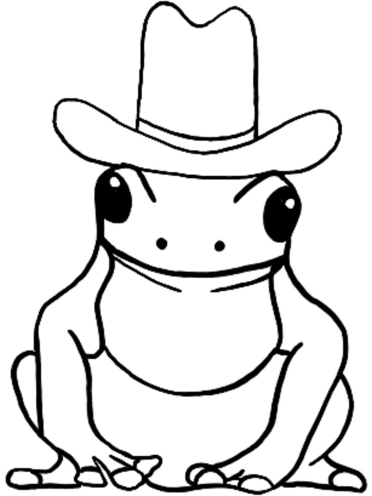 a frog wearing a cowboy hat and sitting on the ground with his legs spread out