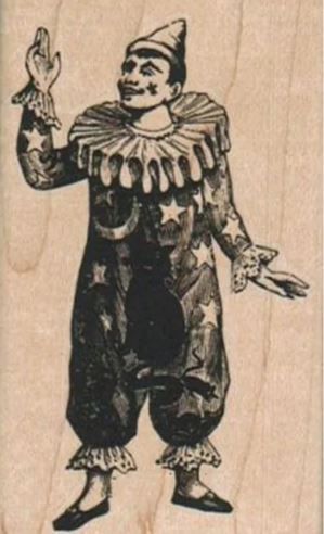 a rubber stamp with an image of a clown on it's face and hands