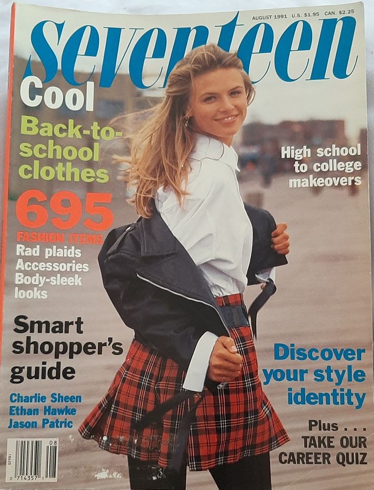 a magazine cover with a girl in a skirt