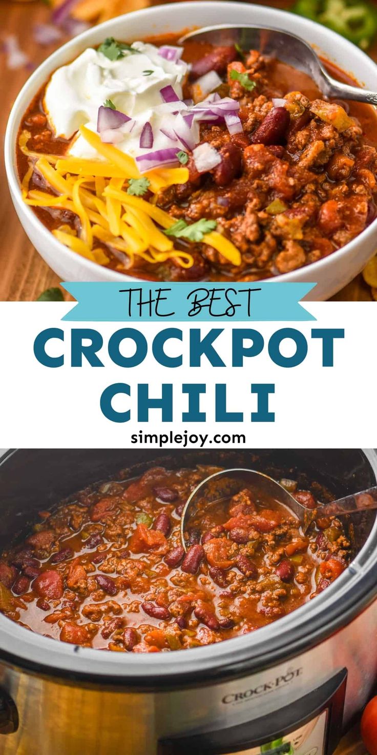 the crockpot chili recipe is ready to be eaten