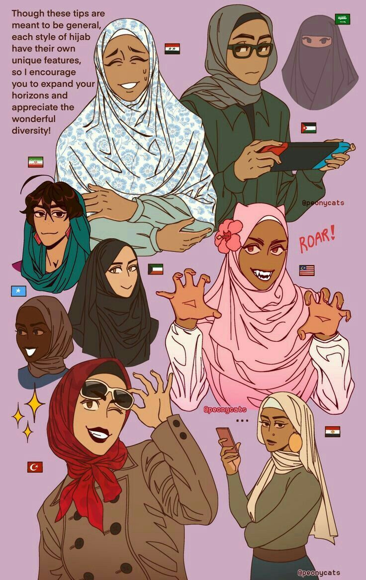 an image of people with different headscarves