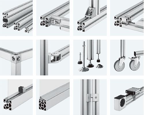 several different types of sliding glass doors with wheels and bars on each side, all in various positions