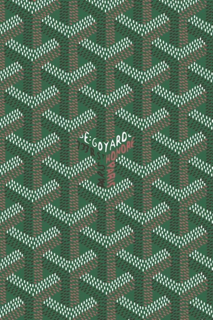 a green and white pattern with the word joyard written in red letters on it