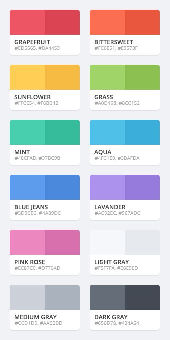 the color chart for different shades of paint