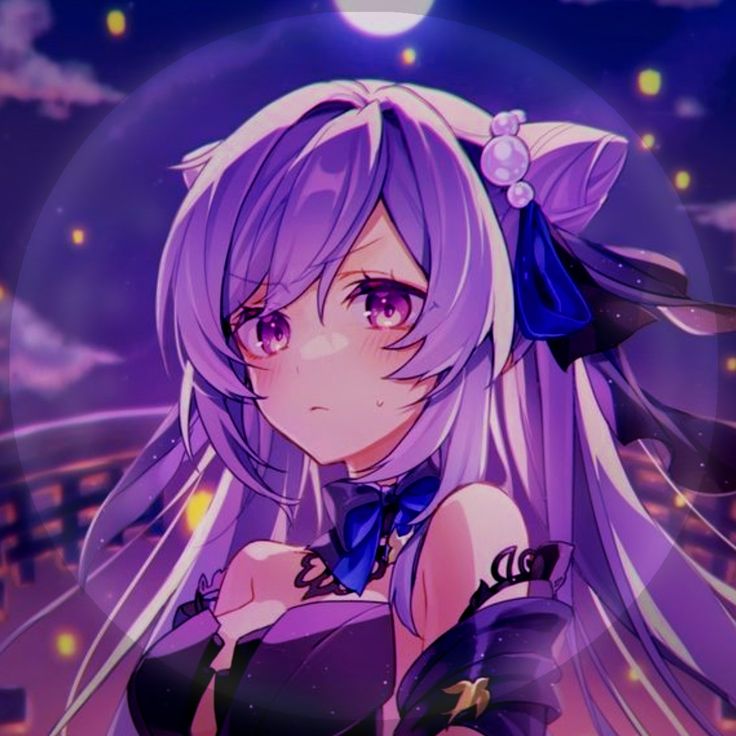 Catgirl Pfp For Discord, Genshin Purple Icon, Genshin Purple, Purple Pfp Anime, Keqing Pfp, Catgirl Pfp, Keqing Wallpaper, Electro Vision, Keqing Icon