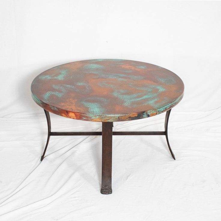 Windom Copper Coffee Table Green Copper Round Copper Coffee Table, Copper Side Table, Copper Coffee Table, Copper Top Table, Elegant Coffee Table, Copper Table, Iron Coffee Table, Home Coffee Tables, Dining Table Bases