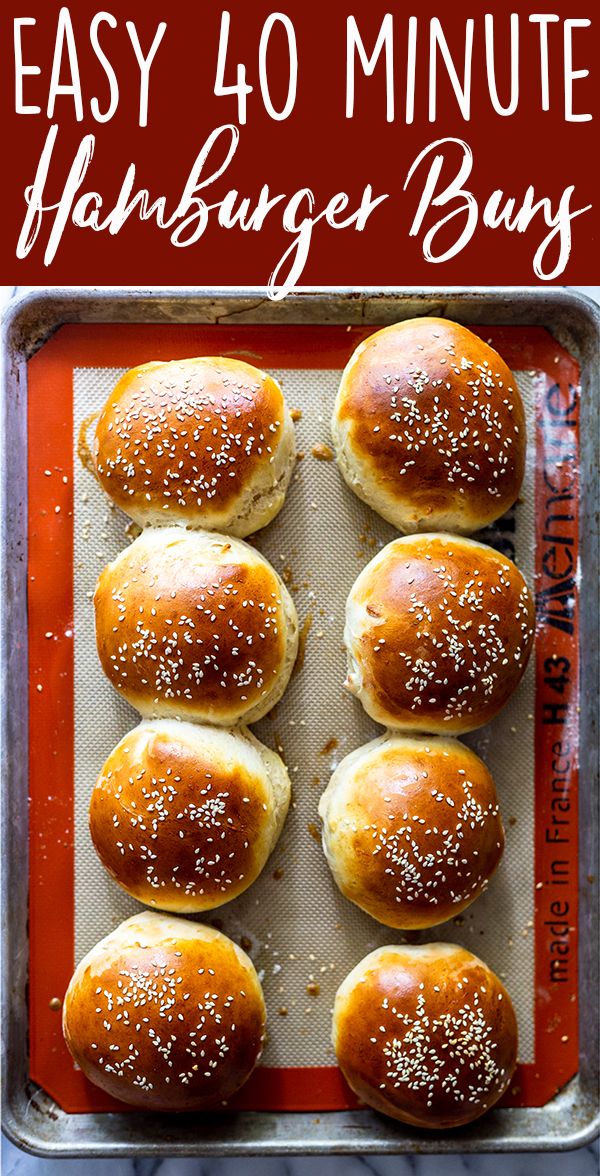 easy lo - minute hamburger buns on a baking sheet with salt sprinkled on top