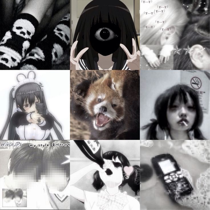 an anime collage with many different pictures and captioning the same person's face